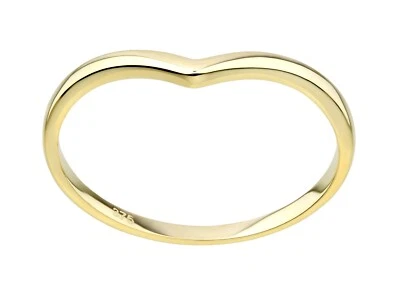 9ct Yellow Gold Solid Wishbone Ring - Sizes J to S - Image 1 of 4