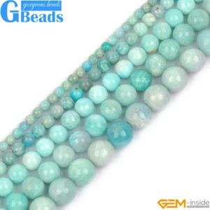 Cuentas redondas de amazonita africana azul para hacer joyas envío gratuito piedra natural - Imagen 1 de 40