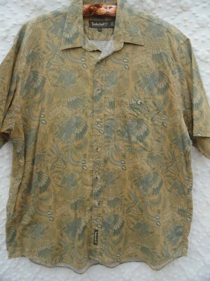 Camisa Timberland Para Hombres L Tostada Marrón Verde 100% Algodón Bolsillo COMO NUEVA Foto 1 de 4
