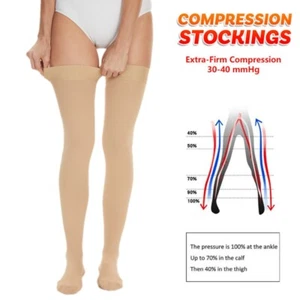 Thigh High Compression Socks Men Women Leg Knee Varicose Vein Support Stockings - Picture 1 of 15