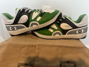 Men’s Gucci Basket Low Green/White/Black Low Top Sneakers Shoes G 5.5 US 6 $950 - Picture 1 of 13