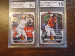 Jackson Holliday (2) Graded Gem Mint 10 Karten 2023 Bowman Draft Prospect Rookies - Bild 1 von 6