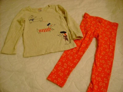 Gymboree MOD ABOUT ORANGE Outfit Dog Dachshund Sz 2T 2 Top Leggings Puppy SET - Image 1 of 4