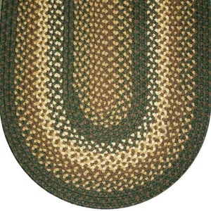 SAGE GREEN BASKET WEAVE BRAIDED AREA RUGS By COLONIAL RUG--MANY SIZES! 827 - Picture 1 of 2