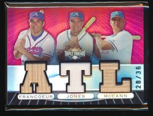 Chipper Jones Brian McCann Jeff Francoeur 2007 Topps Triple Threads Relic 28/36