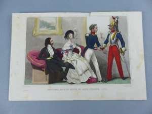 GRAVURE ancienne vers 1850 costumes FRANCE sous règne de LOUIS PHILIPPE ,255 - Imagen 1 de 2