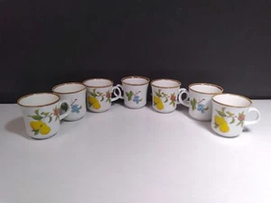 Mikasa Natural Beauty Fruit Cocktail Set 7 Cups Speckled Tan with Fruit Motif... - Picture 1 of 4