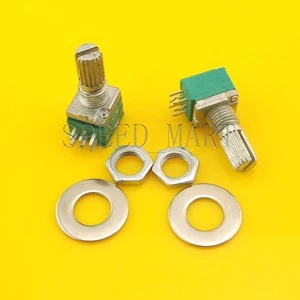 2 pcs B50K Audio Amplifier Sealed Dual Potentiometer 15mm Shaft 6 pins - Picture 1 of 4
