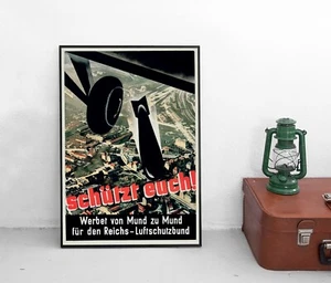 Poster Luftschutz Zivilschutz Feuerwehr RLB / Plakat / Wehrmacht / THW Militaria - Bild 1 von 3