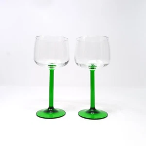 Hock Wine Glass Emerald Green Straight Stem Luminarc Cristal D'Arques Durand 2Pc - Picture 1 of 6