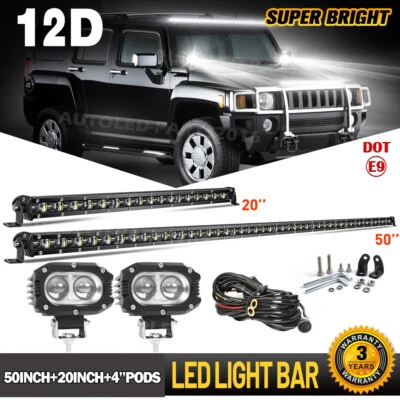 Barra de luz LED 50" y 20"" + par de cápsulas de 4"" combo para Hummer H1 H2 H3 Humvee AM General Foto 1 de 4
