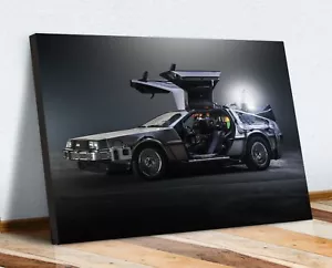 De Lorean Back to the Future Car CANVAS WALL ART ARTWORK 30MM DEEP FRAMED PRINT - Picture 1 of 4
