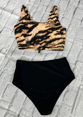 ZAFUL MUJER 2 PIEZAS TANKINI LEOPARDO TOP Y BIKINI PARTE INFERIOR Grande Foto 1 de 3
