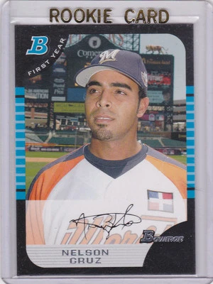Tarjeta de béisbol Nelson Cruz 1st RC 2005 BOWMAN ROOKIE Cerveceros Rangers Orioles Foto 1 de 2
