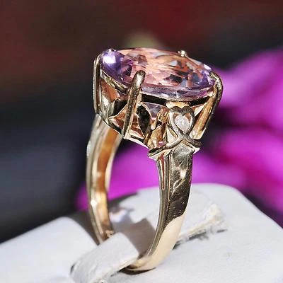 Anillo oro amarillo 14k diamante ametrino corte ovalado 6,20ct 2 corazones 6,1gr talla 6,75 Foto 1 de 4