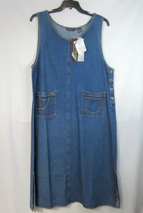 Vintage Agapo Denim Sleeveless Maxi Dress Cottagecore Womens XL Pockets NWT - Picture 1 of 11