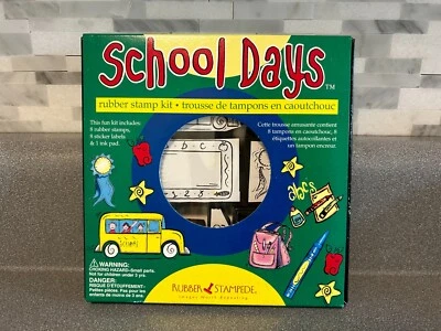 Школьные дни красный резиновый штамп набор для скрапбукинга резиновый Stampede новый в коробке новый из старых запасов - Изображение 1 из 4
