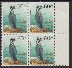 NEW ZEALAND 1988 BIRDS DEFINITIVES 60c (SHAG) SELVEDGE BLOCK OF (4) MNH - Picture 1 of 2