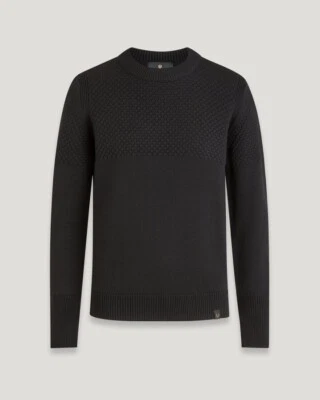 BELSTAFF STERNWAY MERINO WOOL CREW NECK JUMPER BLACK 2XL RRP £229 BNWT - Image 1 of 4