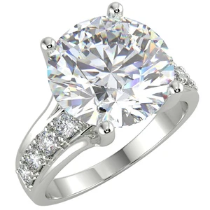 4.32 Ct Round Cut VS2/E Solitaire Pave Diamond Engagement Ring 14K White Gold - Picture 1 of 6