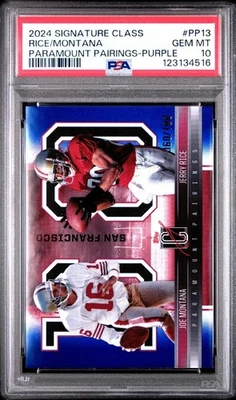 2024 TOPPS SIGNATURE CLASS PARAMOUNT MARIDAJES ARROZ MONTANA púrpura PSA 10/100 Foto 1 de 2