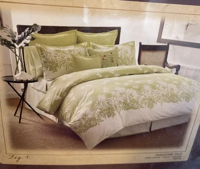 Tommy Bahama Paradise Isle Edredón Reina Tropical y Algodón Falso Diseñador Nueva York Foto 1 de 4