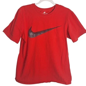 Nike Damen sportliches sportliches T-Shirt kurzarm rot Rundhalsausschnitt Fitnessstudio Freizeit Large - Bild 1 von 7