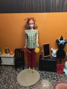 Vintage Barbie Clone Outfit - Top, Pants, Purse, Hair Ribbon, Shoes, Hanger - Picture 1 of 19