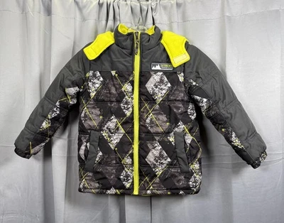 iXtreme Jacket Boys 4 Black Yellow Mountain Guard Hooded Puffer Fleece Lined - Image 1 of 4