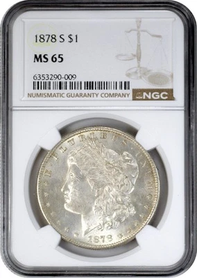 1878-S Morgan Silver $1 Dollar NGC MS65 Gem Uncirculated - Image 1 of 3