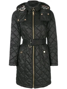 Abrigo Burberry para mujer negro con capucha Baughton acolchado parka talla L - Imagen 1 de 12