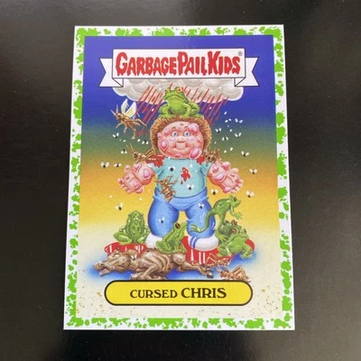 Cursed Chris 2017 Topps Garbage Pail Kids Puke Green Plagues Sticker Card #9B - Image 1 of 2
