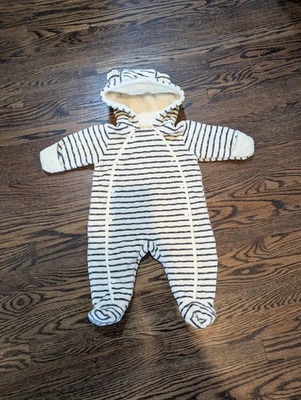 Traje de nieve Nordstrom de terciopelo con capucha para niños talla 6 Mo a rayas suave Foto 1 de 4