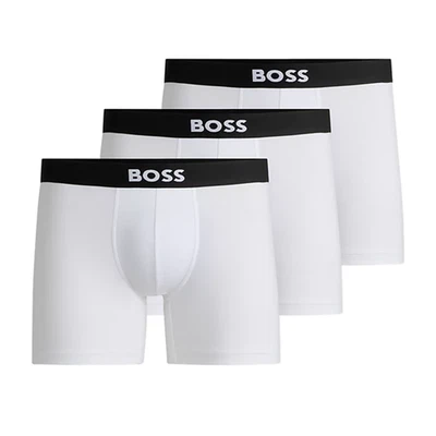 Paquete de 3 calzoncillos boxer blancos Hugo Boss para hombre talla XL Foto 1 de 4