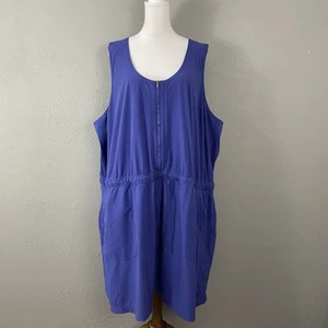 Athleta $98 Expedition Dress Size 26 Romper Skort Stretch Sleeveless Merlin Blue - Picture 1 of 13