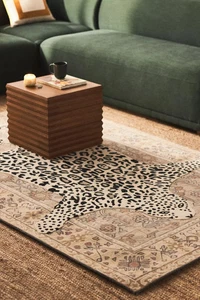 Leopard Print Area Rug 5x8 ft Hand-Tufted Carpet Vintage Border Exotic Living - Bild 1 von 5