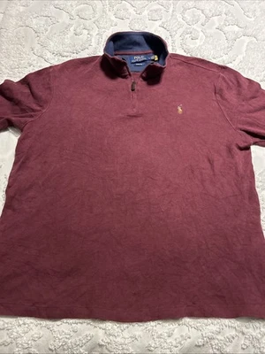 Suéter Polo Ralph Lauren Masculino L Marrom Costela 1/4 Zíper Pulôver Carne Pônei - Imagem 1 de 4
