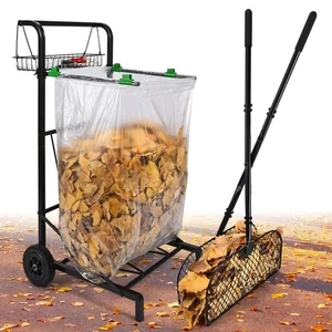 Mobile Trash Bag Holder with Storage Basket and Ergonomic Handle, Convenient ... - Picture 1 of 7