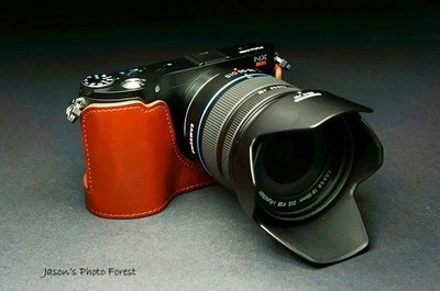 Funda de media cámara de cuero genuino hecha a mano para Samsung NX210 NX200 Foto 1 de 4