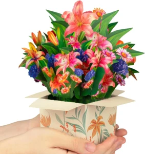 Pop up Lily Flower Bouquet Card Get Well Soon Cards 3D Pop up Birthday Card Thin - Picture 1 of 7