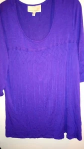 Antthony Originals Beautiful Purple Top with Fringe Size 1X CrissCross Detail - Picture 1 of 3