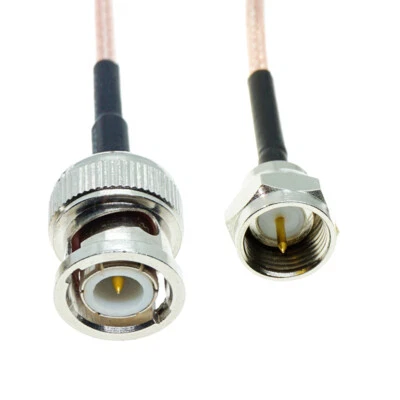 BNC male to F-type Male Connector Lot Coaxial RF Coax Jumper Pigtail RG316 Cable - Image 1 of 3