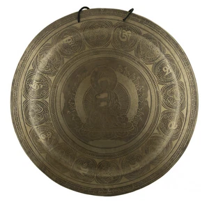 Gong Tibetano De 21" -Buda Shakyamuni- 52.7 Cm Son Terapia Nepal 3111 - Picture 1 of 7