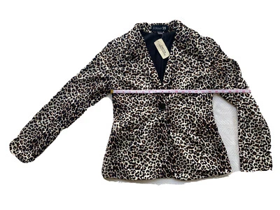 NWT FOREVER 21 SIZE S CAREER JACKET/LS CREAM/BLACK/BROWN, CUTE LEOPARD PATTERN - Image 1 of 4