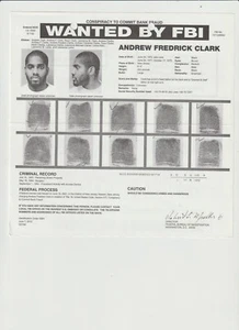 FBI WANTED POSTER ANDREW FREDERICK CLARK- CONSPIRACY BANK FRAUD - Picture 1 of 2