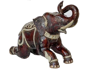 Antique Ceramic Elephant Statue Sculpture Thai Khmer Empire Sangkhalok Sukhotai - Picture 1 of 15