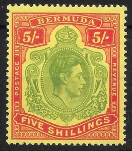 BERMUDA SG118a 1939 5/= VERDE PÁLIDO Y ROJO/AMARILLO MNH (d) - Imagen 1 de 1