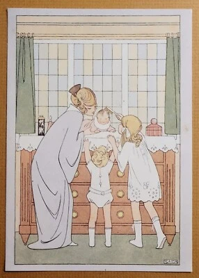 Arte de decoración de pared vintage SAIDA Art Deco madre niño bebé estampado enmarcado guardería Foto 1 de 4