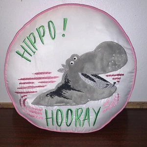 lightning bug Hippo Hooray! 12" white & pink plush pillow, 2018 Belk Exclusive - Picture 1 of 8
