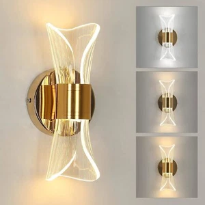 Modern LED Wall Lamp 12W Dimmable Wall Lights Gold Scones Living Room Bedroom - Picture 1 of 10